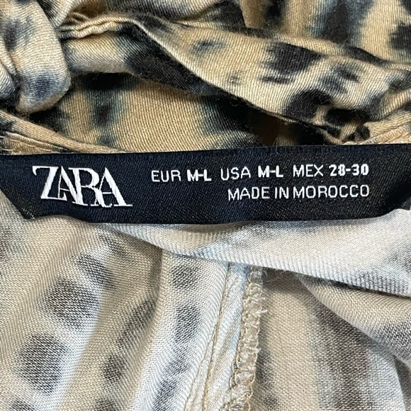 Zara Tan & Navy Tie Dye Maxi Dress M/L - Picture 5 of 8